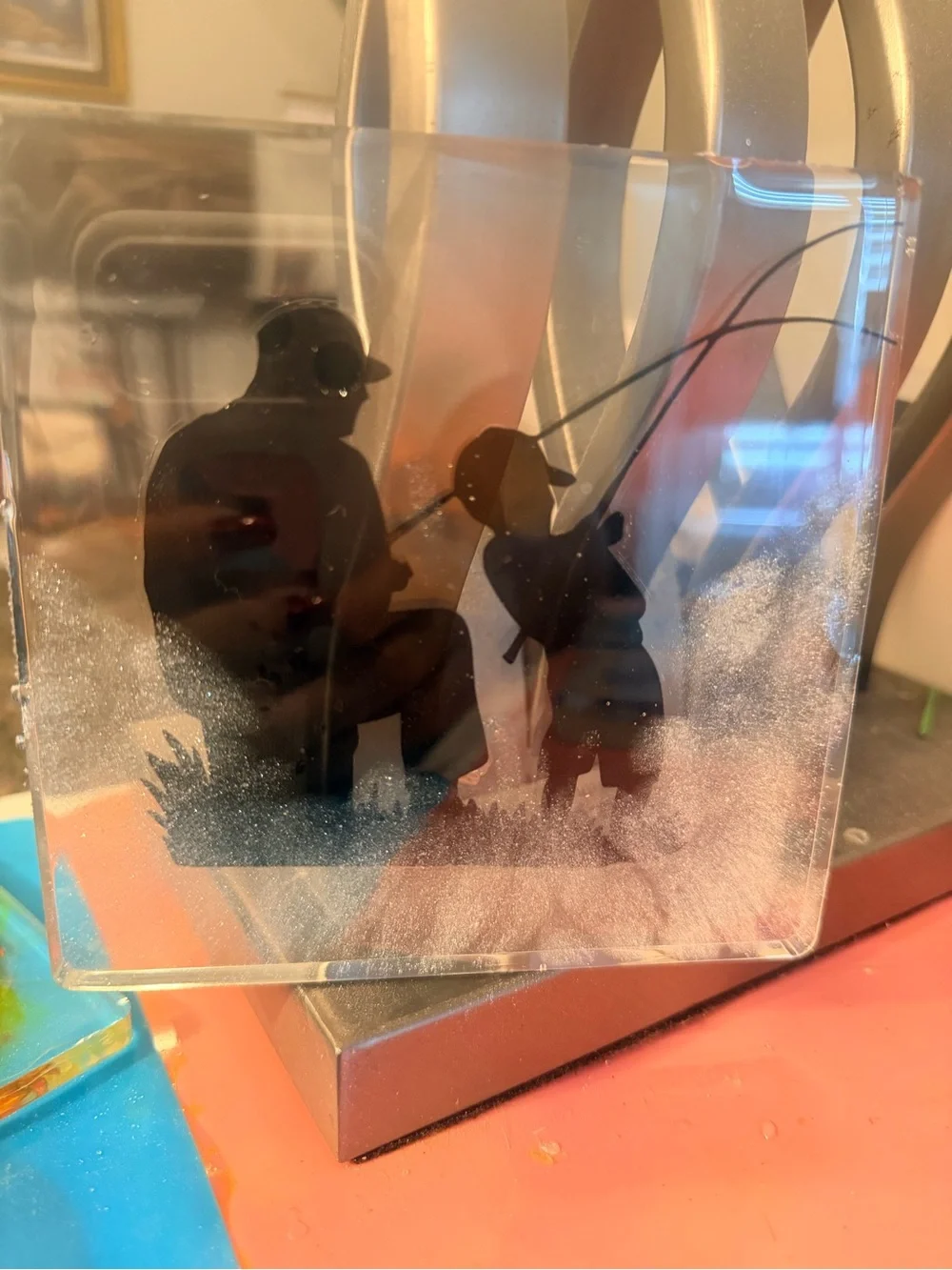 Silhouette Fishing resin  plaque — Black